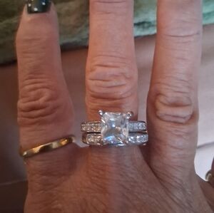 NWOT Cubic Princess Cut Wedding Set